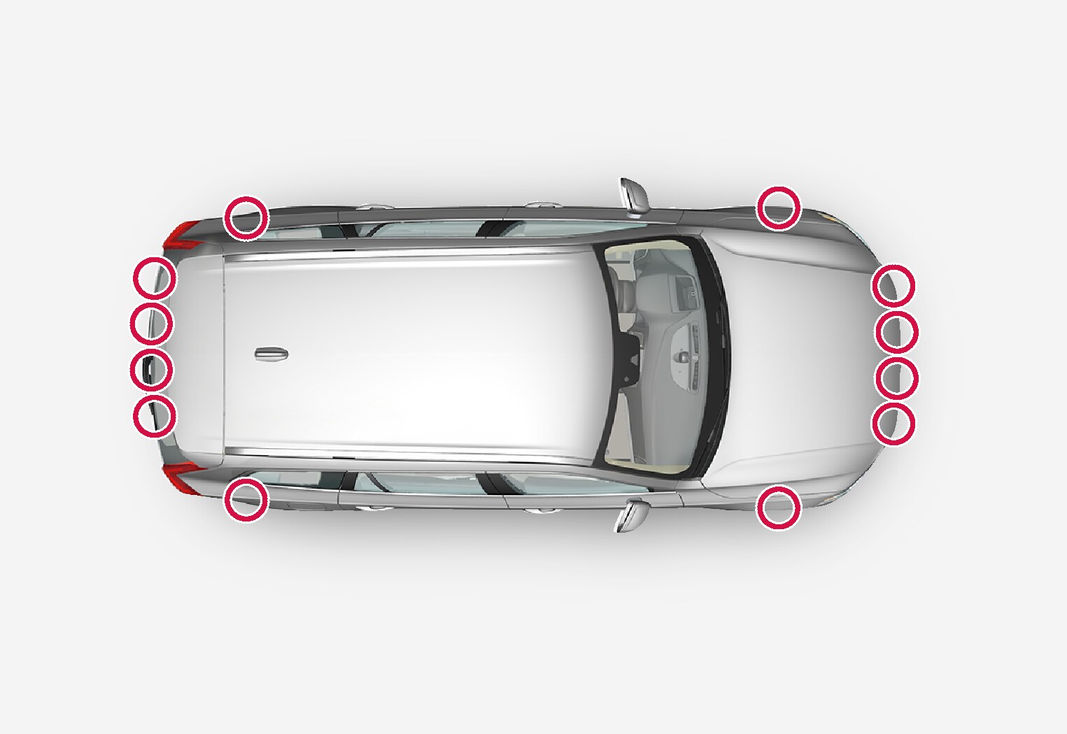 P5-1507-Park Assist Pilot, location of parking sensors, Bird View