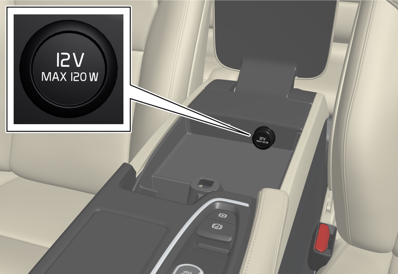 P5-2222-S60H+V60H-12 V outlet tunnel console front