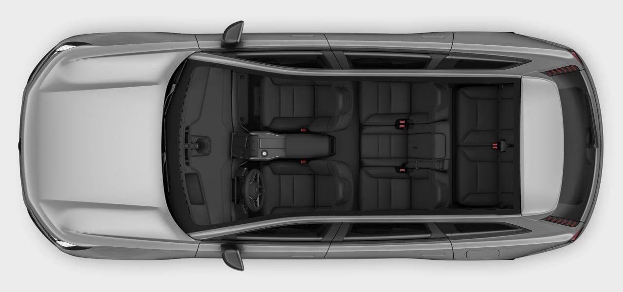 Vue de dessus de l'habitacle de la voiture