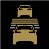 Symbol showing that adaptive cruise control is active and adapting the driving speed to a vehicle ahead.