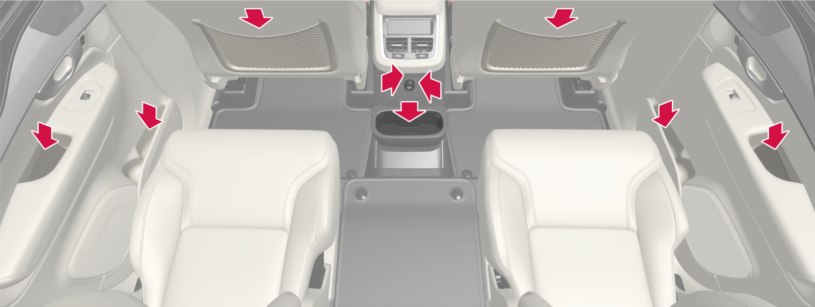 P5-2222-XC90+XC90H-Interior–Overview interior second seat row-6 seats
