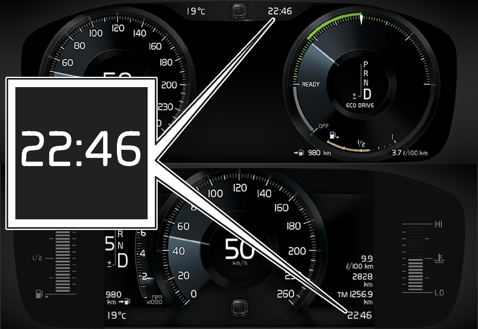 P5-15w46-Clock in driver display 8 inch and 12 inch