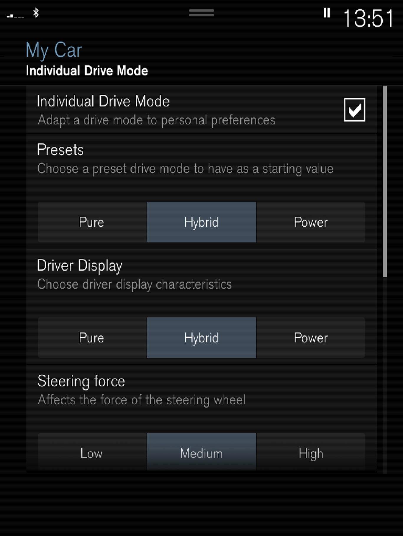 P5-1717-XC60H-Individual drive mode settings view