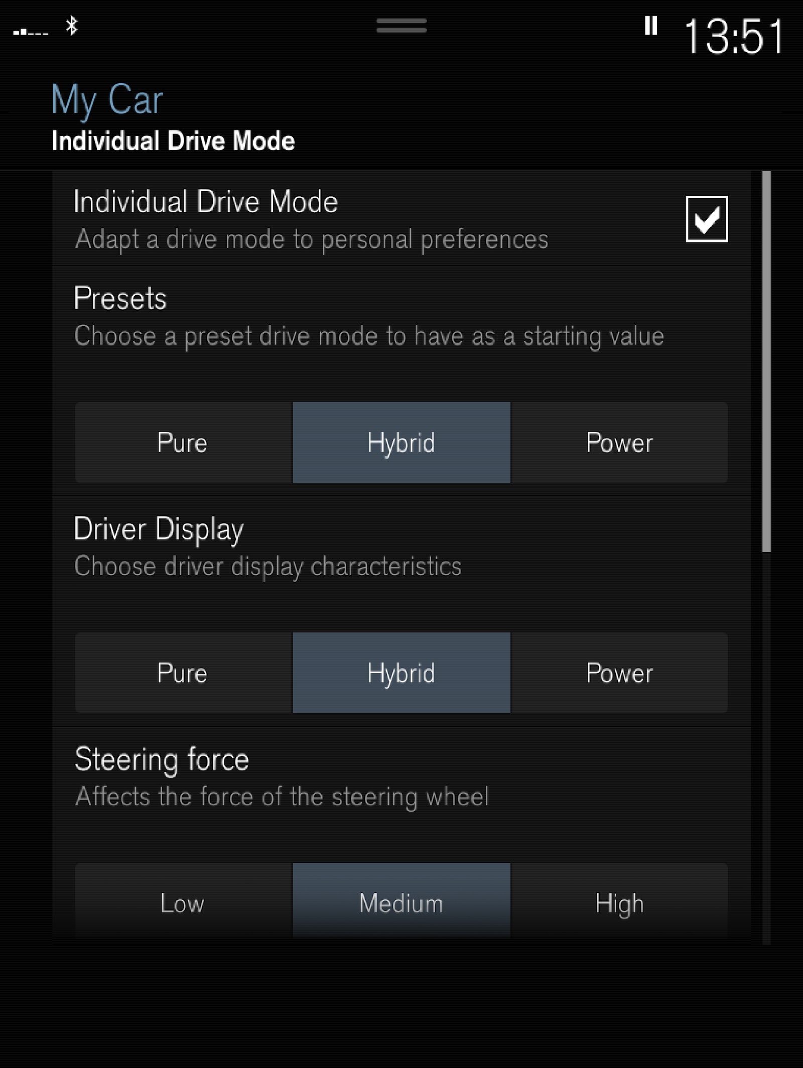 P5-1717-XC60H-Individual drive mode settings view