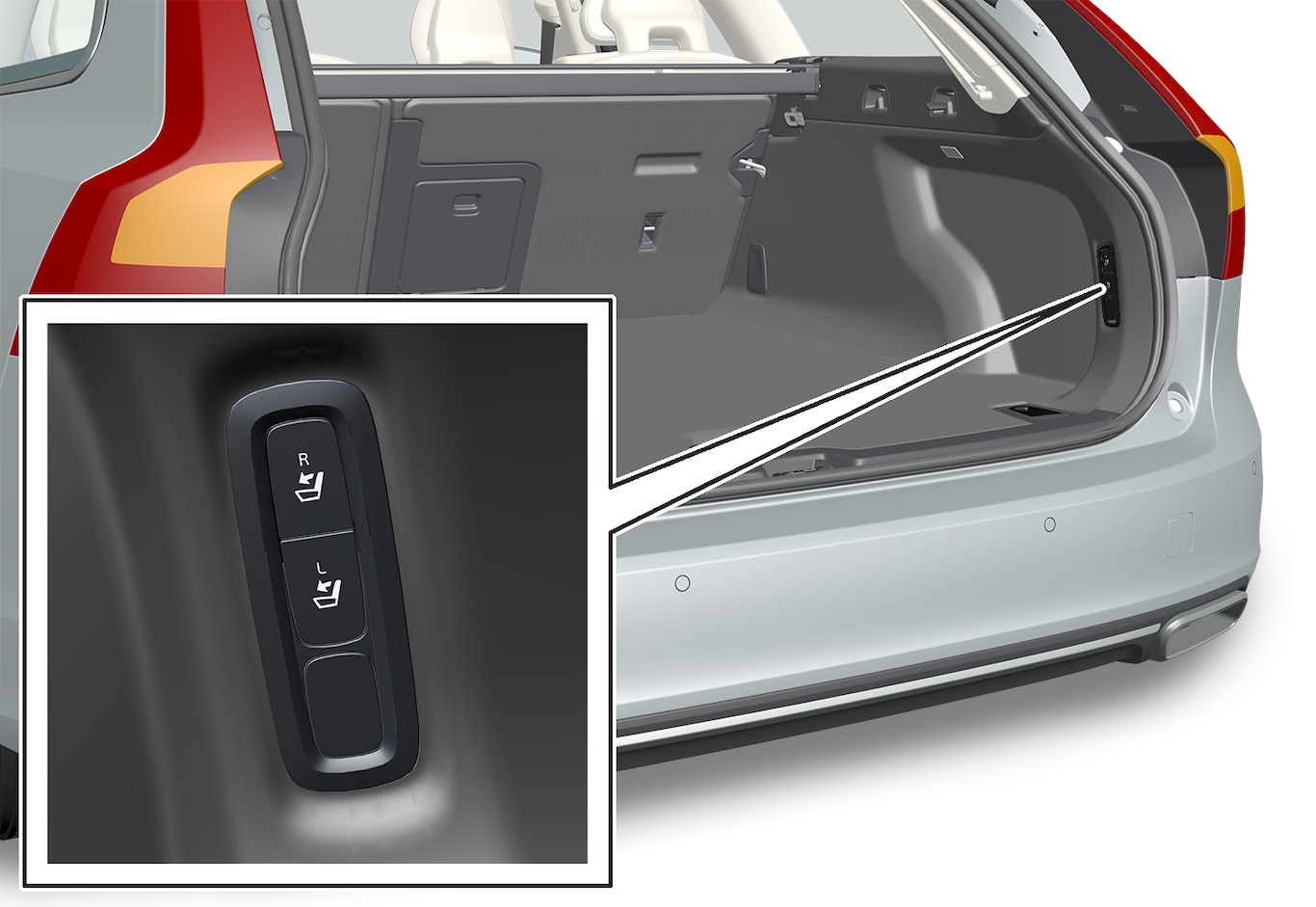 P5-1617-V90-Back seat- Buttons for folding seat