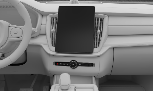 Centre display and defroster buttons on the button panel below the centre display