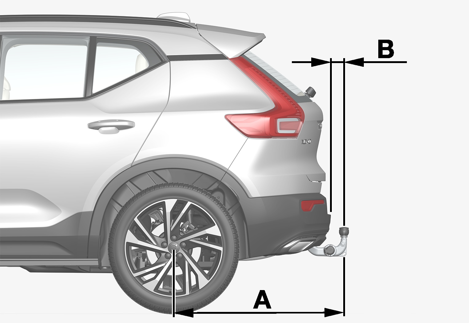 P6-1746-XC40-Tow bar specification side view