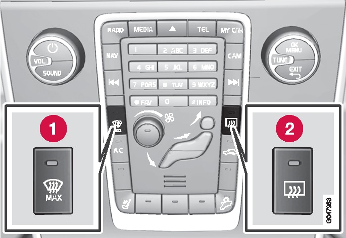 P3-1320 Button windows and outer mirrors defroster