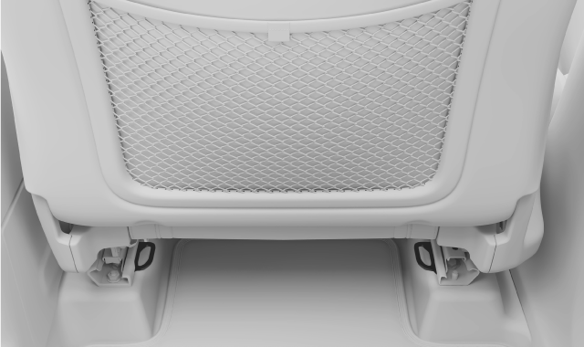 Location of lower tether attachment points for the rear seats