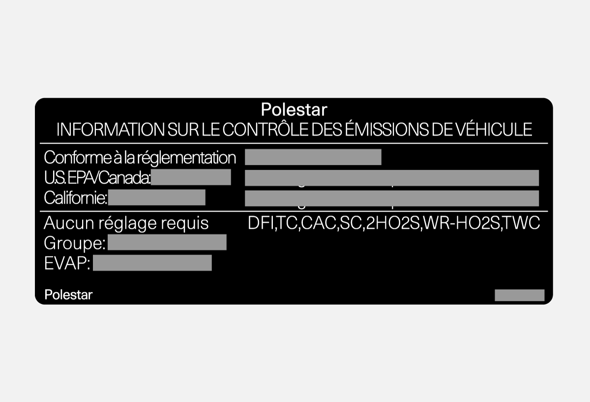 PS2-2007-Label, Vehicle emission control information for Canada