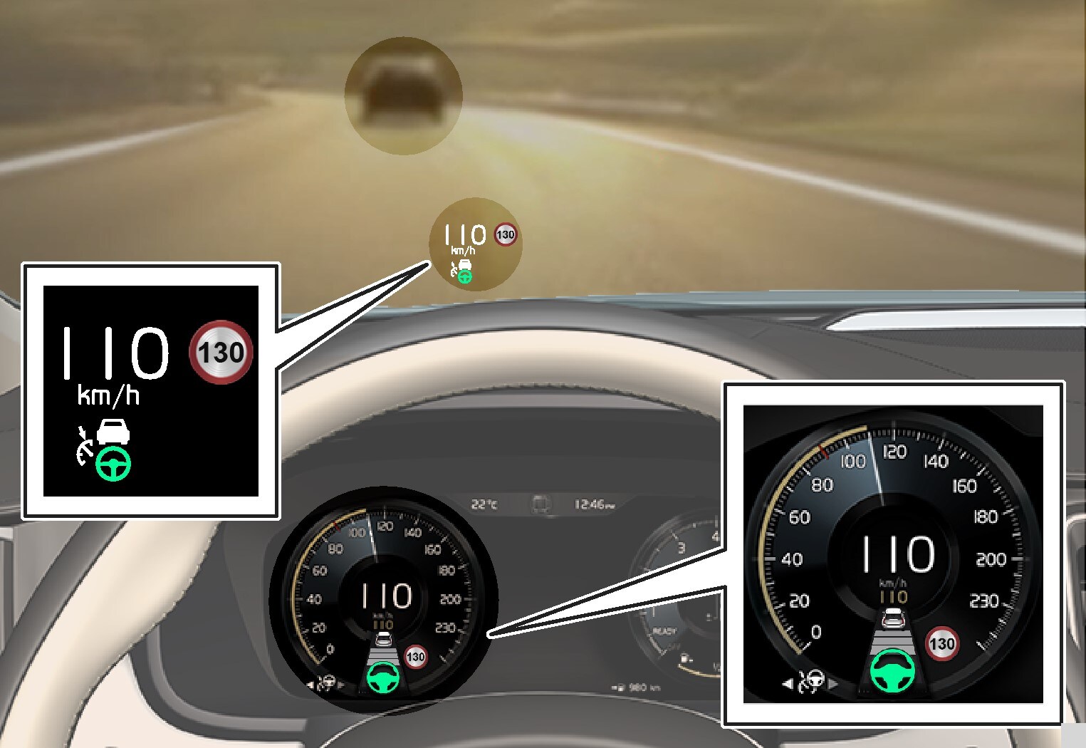 P5-1646-s+v90 PilotAssist Följer PA2 + Avstånd + Styr