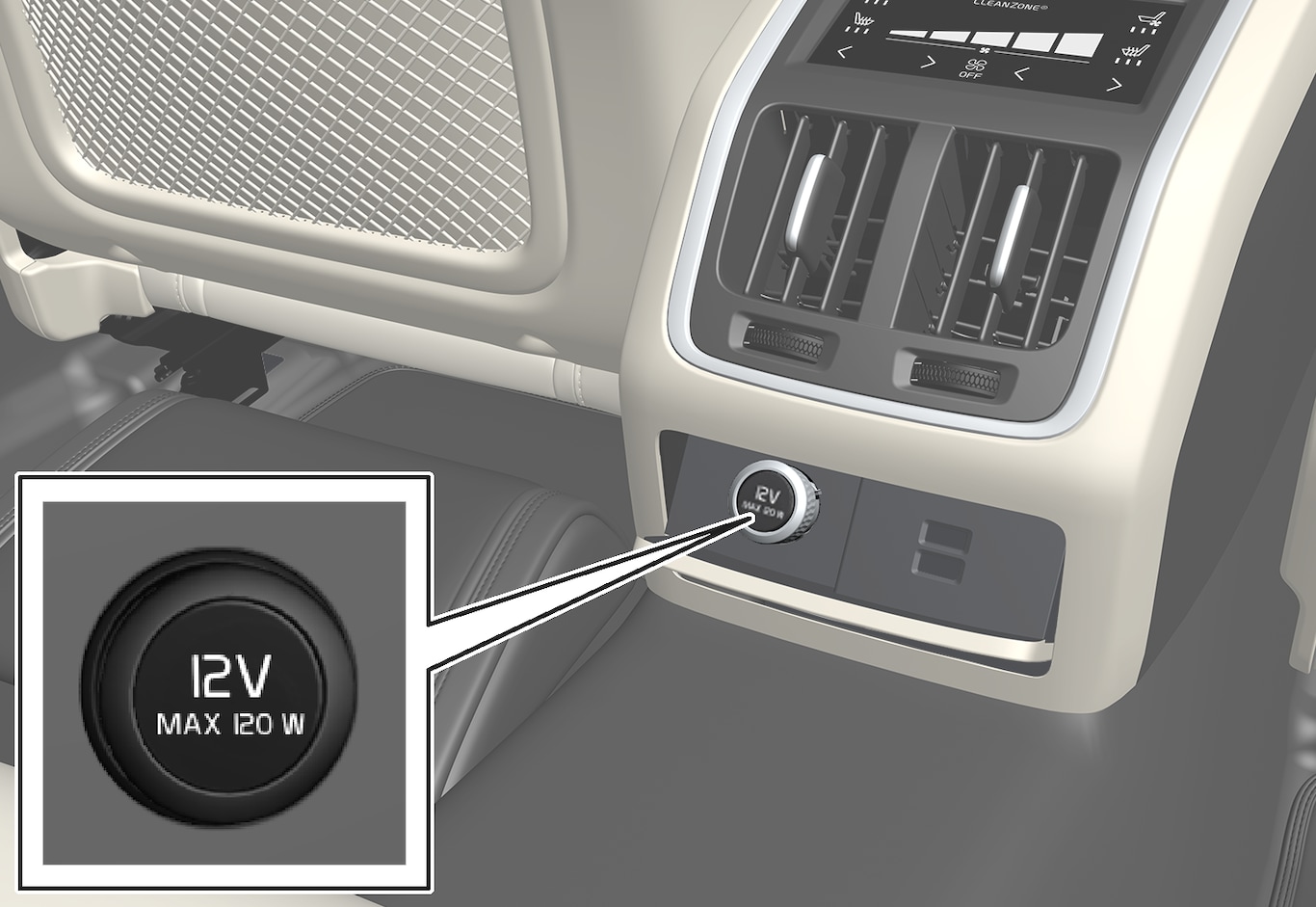 P5-1646–Interior–12 V outlet tunnel console S90L