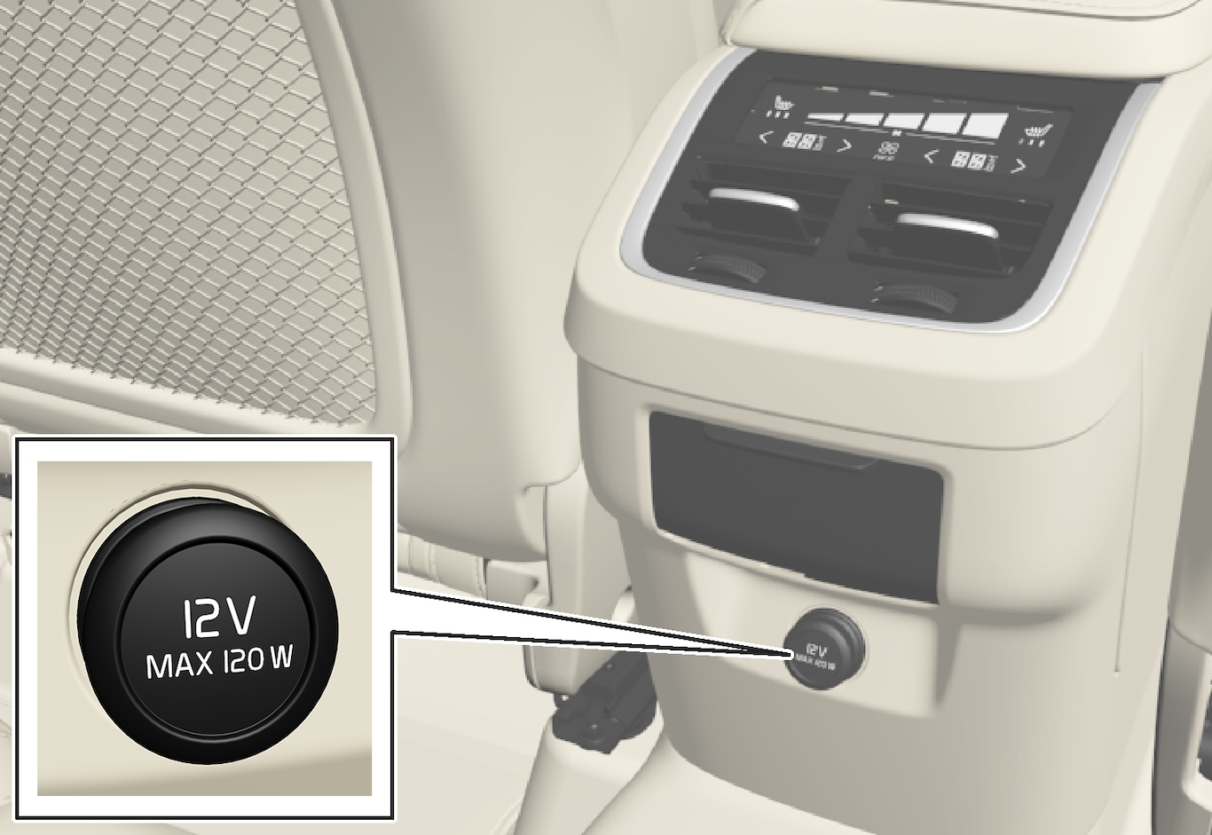 P5-1717-XC60-12 V outlet tunnel console rear