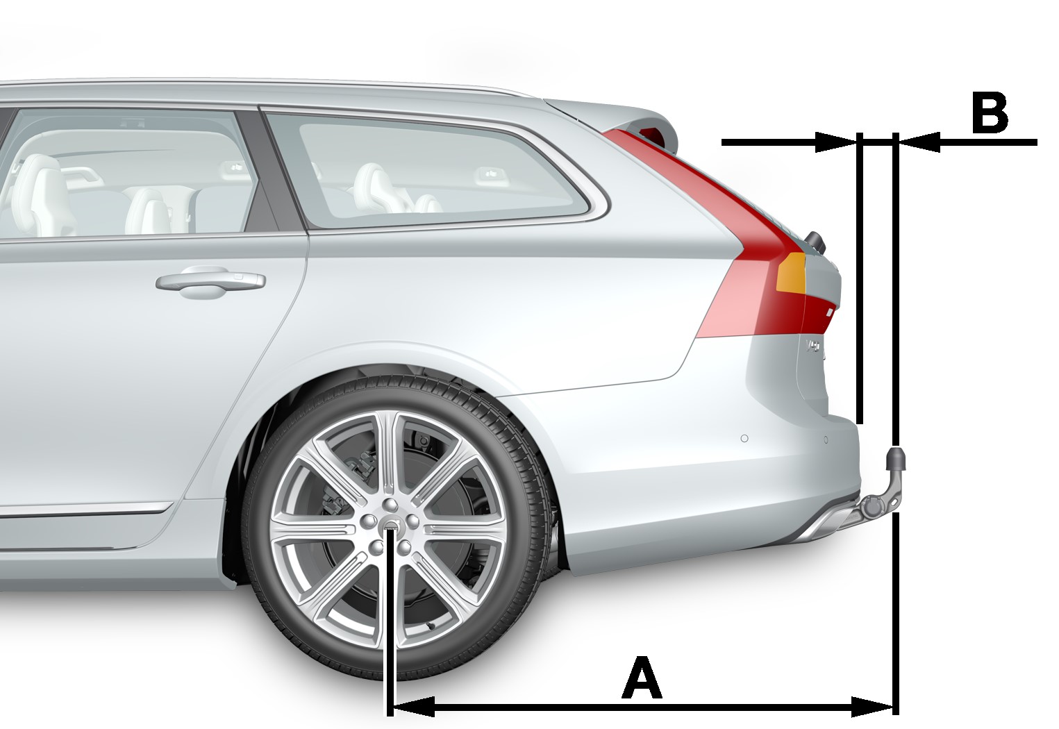 P5-1617-V90-towbar specifikation side view