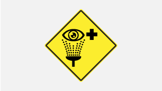 Label for flushing eyes when exposed to battery fluids