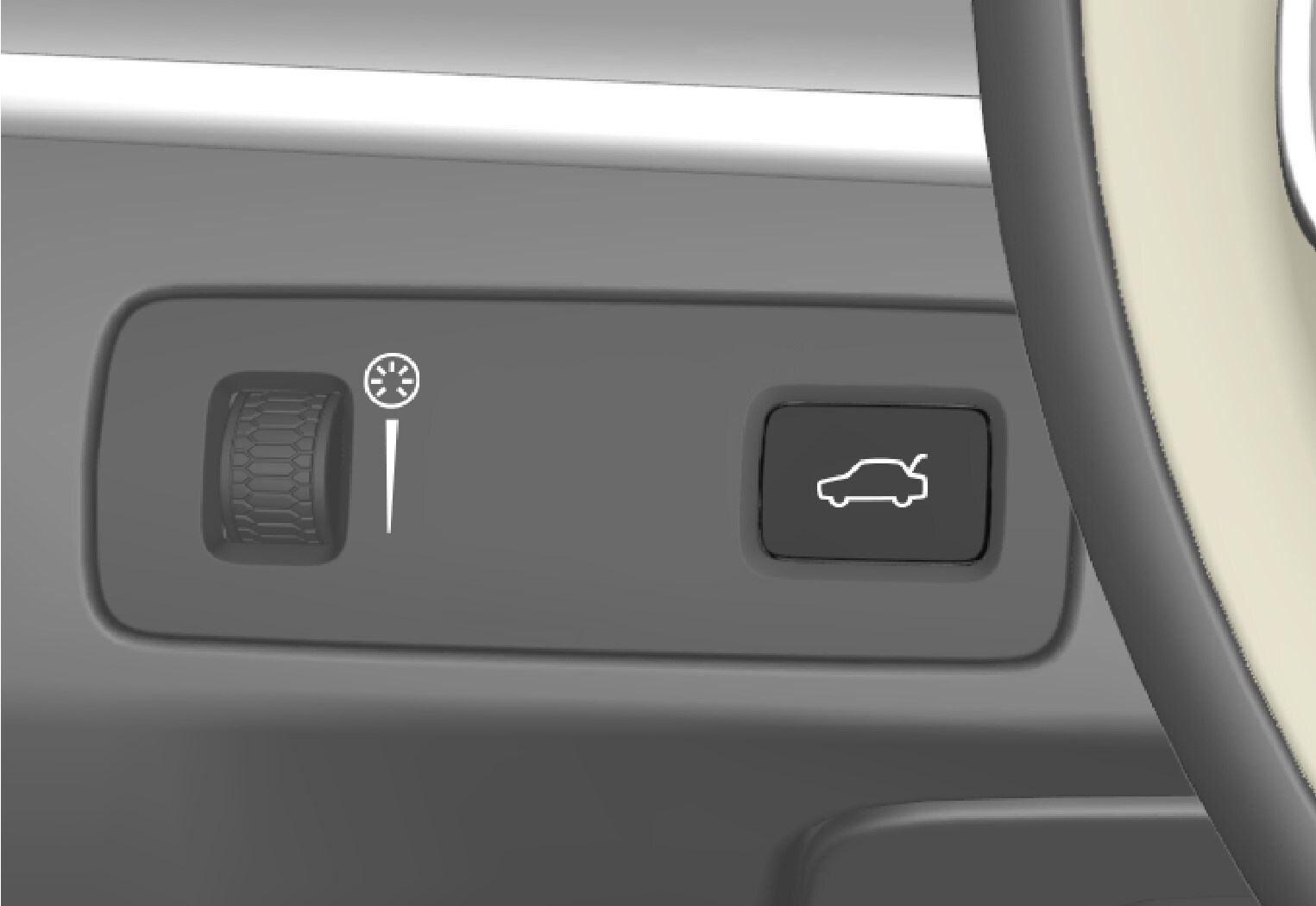 Opening/closing button on the instrument panel.