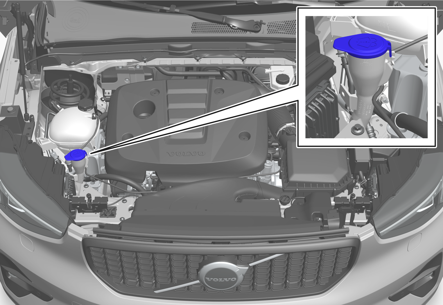 XC40 Mild Hybrid Topping up washer fluid | Volvo Support EN-QA