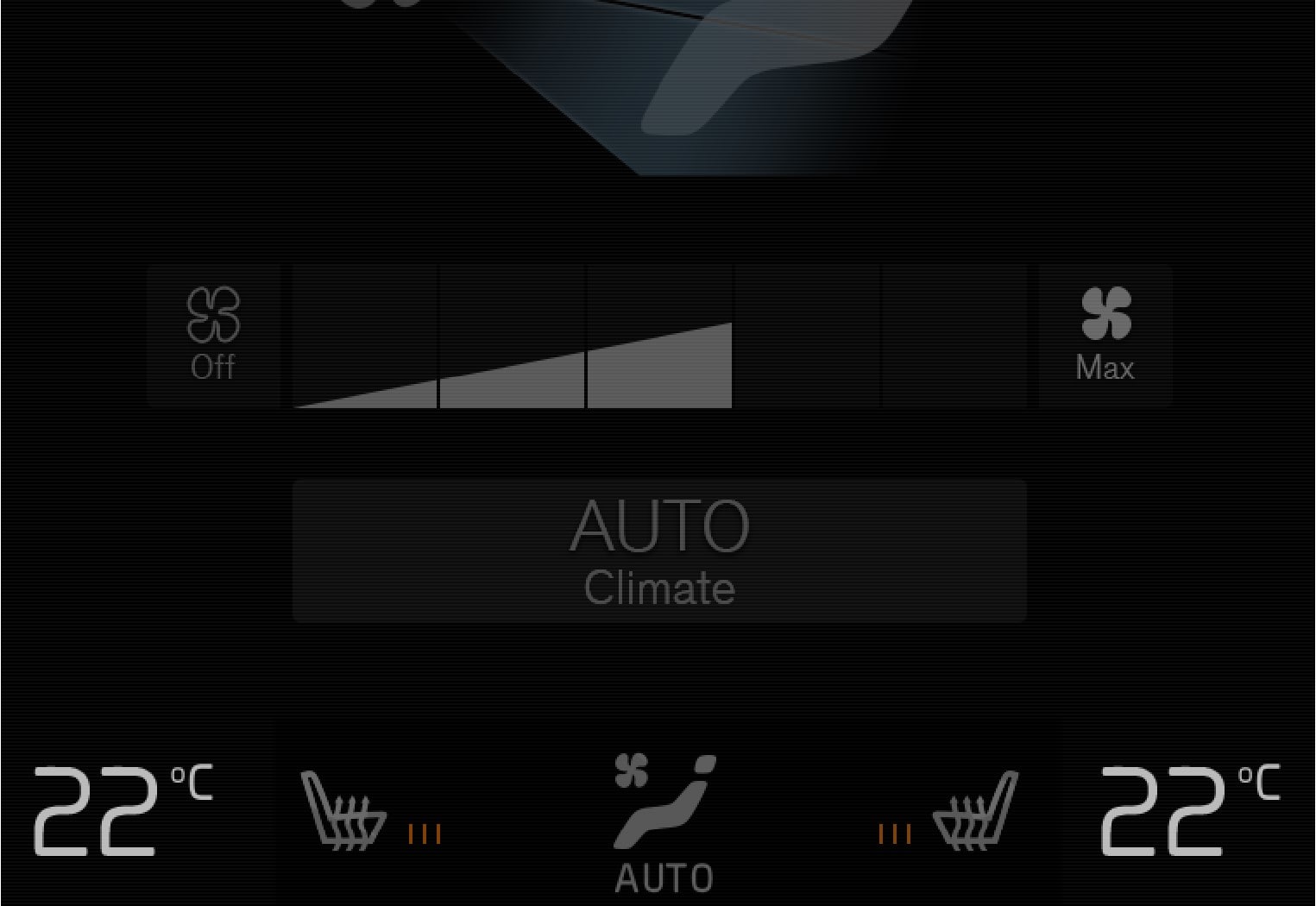 Temperature buttons in the climate row.