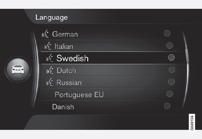 Lista de idiomas.