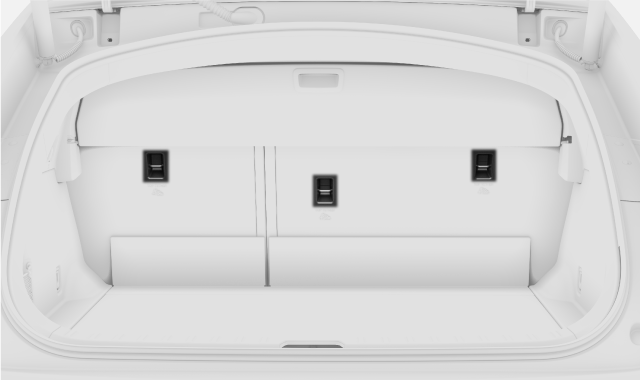Location of top tether attachment points for the rear seat