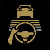 Simbolis, rodantis, kad sistema „Pilot Assist“ yra aktyvi ir pritaiko važiavimo greitį prie priekyje važiuojančios transporto priemonės.