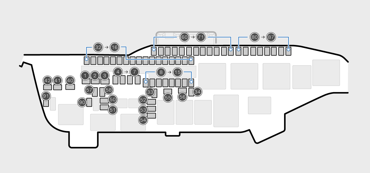 Diagram showing the fuse positions