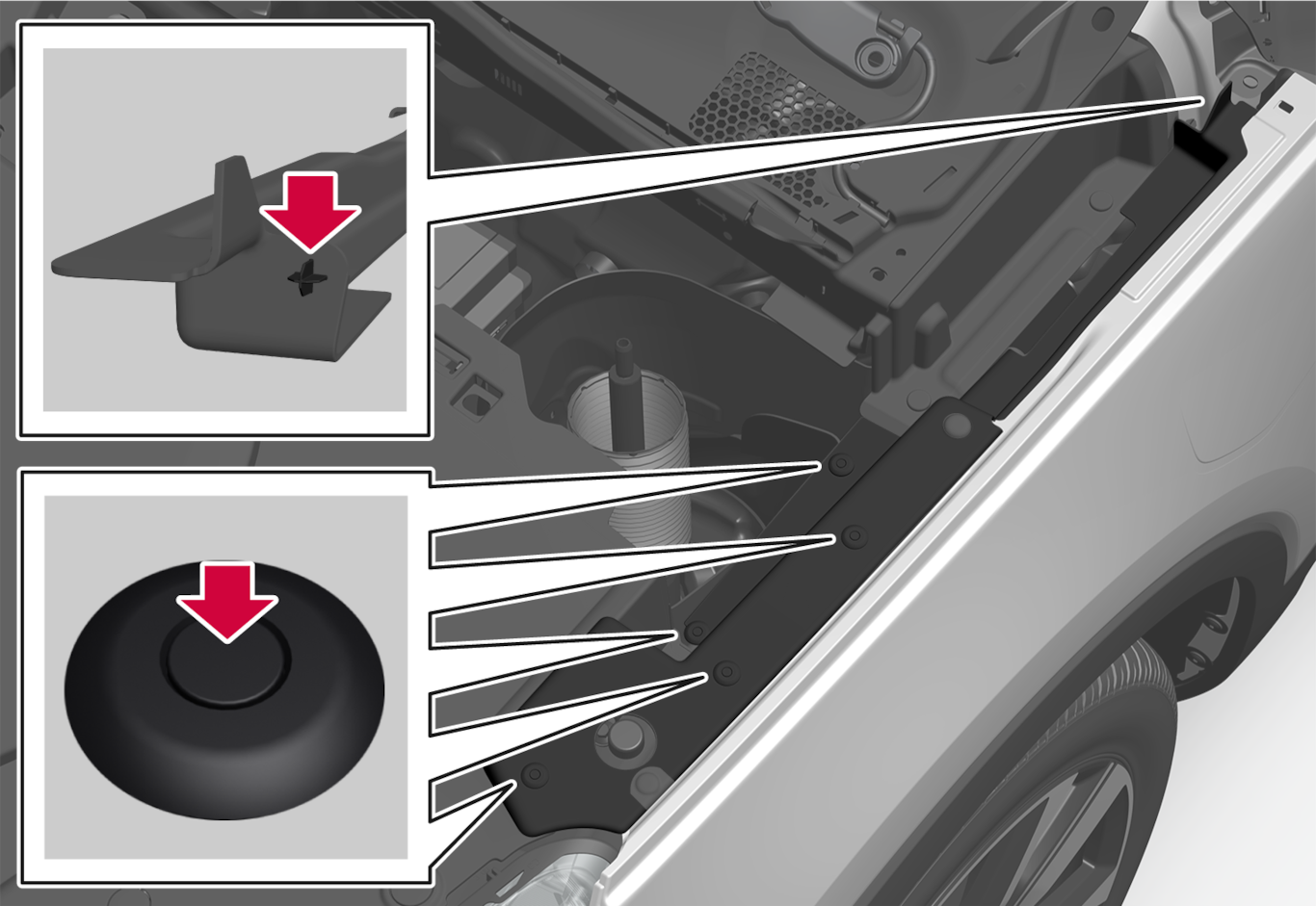 P6-2037-XC40BEV-Removal of panel under hood 2