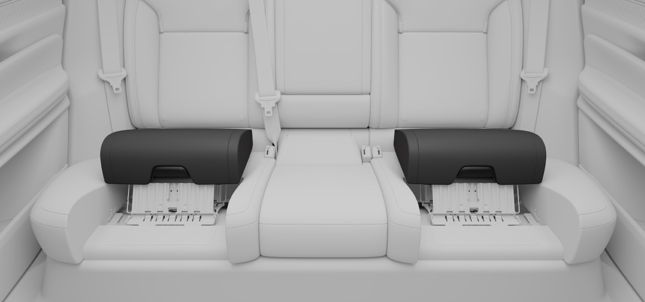 Integrated child seats, folded up