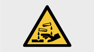 Label for the battery containing corrosive acid