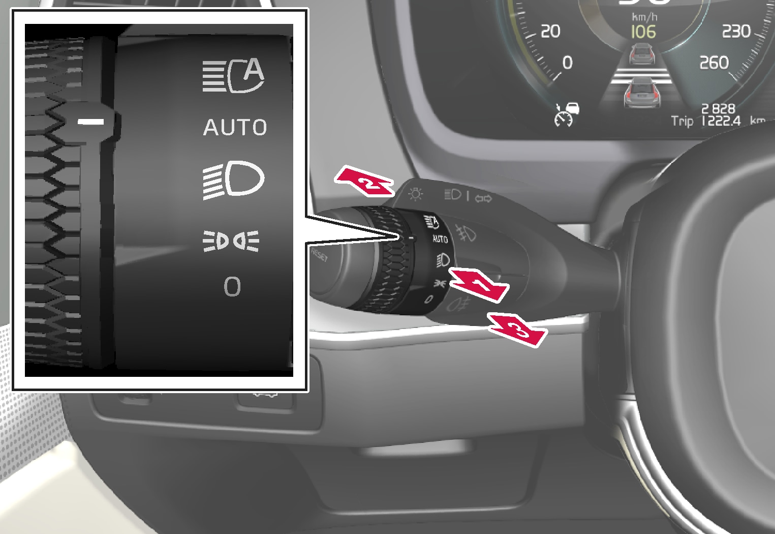 All-19w17 Stalk with turning ring, high beam toggling