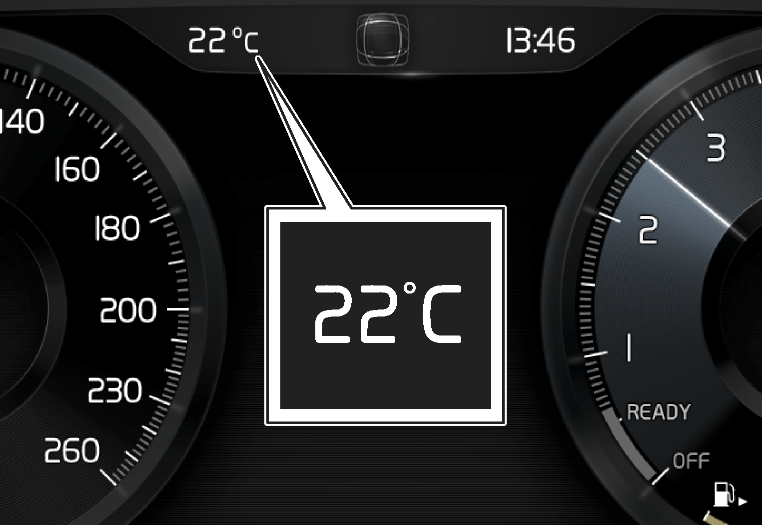 P6-1746-XC40-Outside temperature gauge 12 inch DIM