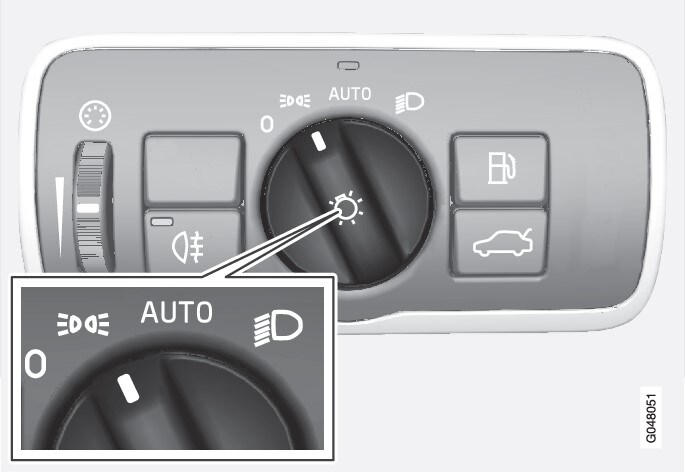 頭燈控制專用旋鈕位於位置/駐車燈的位置。
