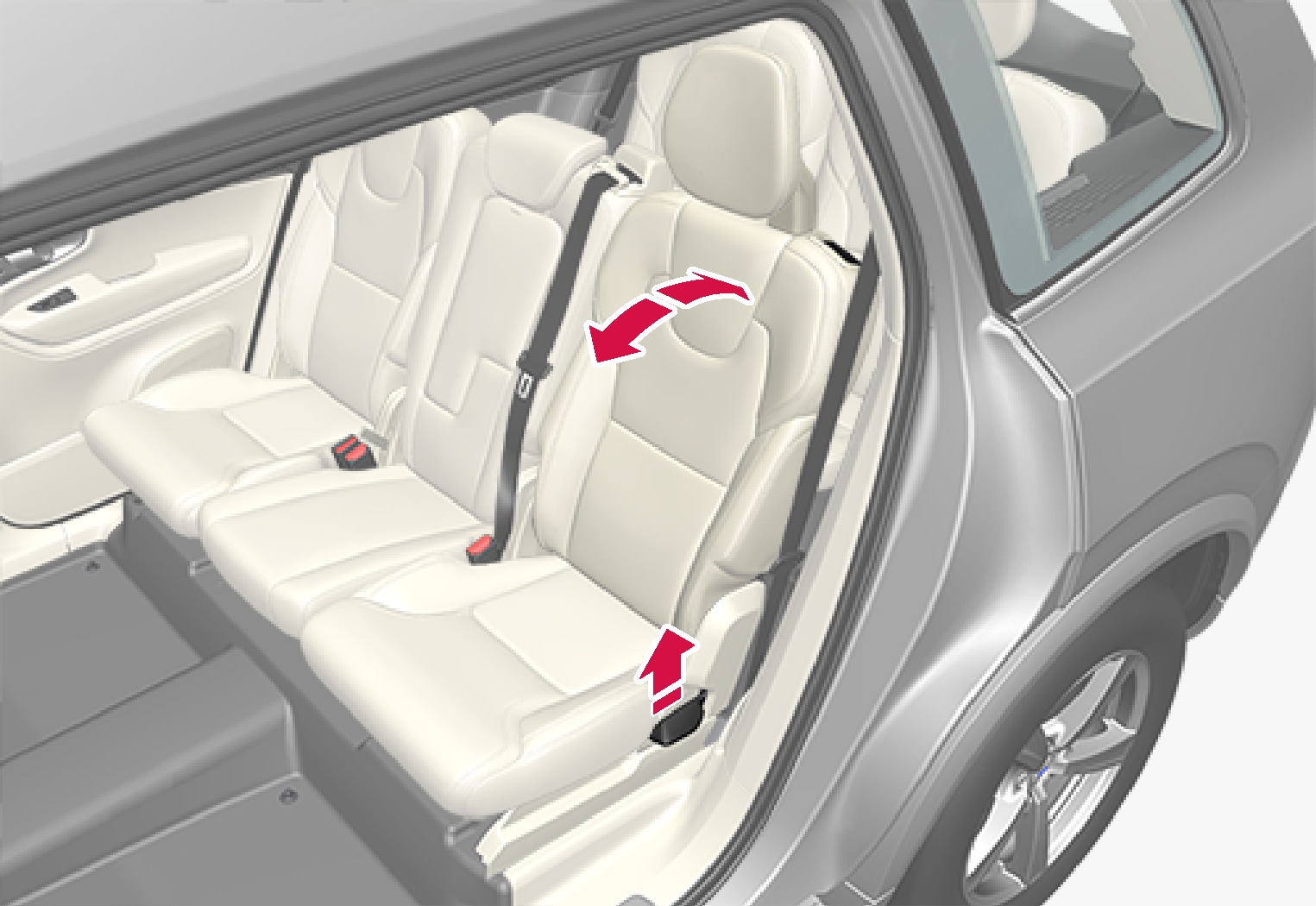 XC90 Adjusting the head restraints in the second seat row