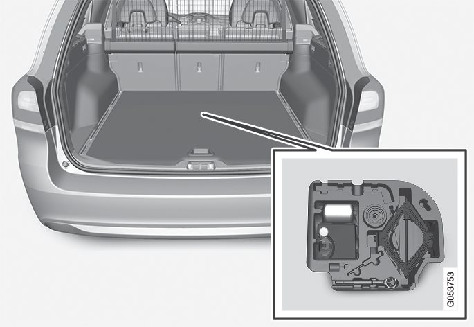 Las herramientas se encuentran en el compartimento portaobjetos del espacio de carga. 