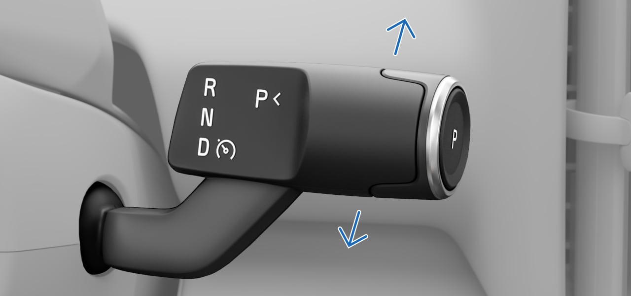 The gear stalk and its possible directions of movement