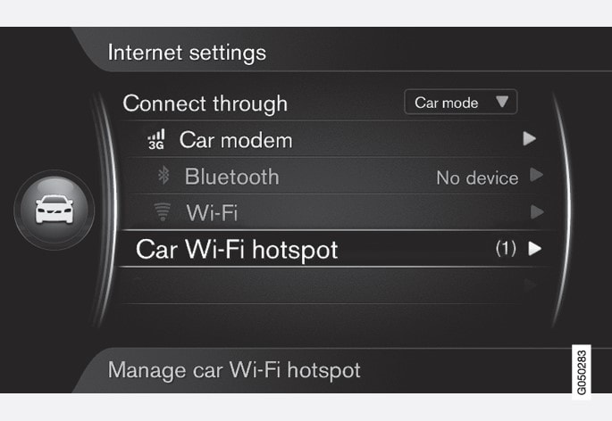 Antal anslutna enheter till bilens Wi-Fi-hotspot. 