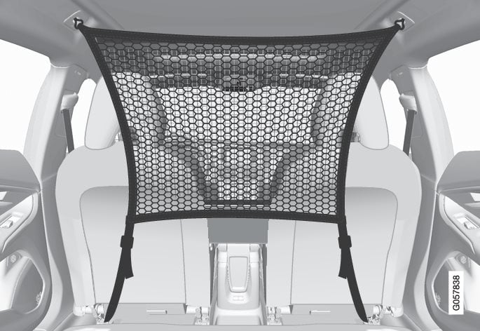 The cargo net is fitted into four mounting points.