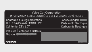 Étiquette d'information sur le contrôle des émissions du véhicule