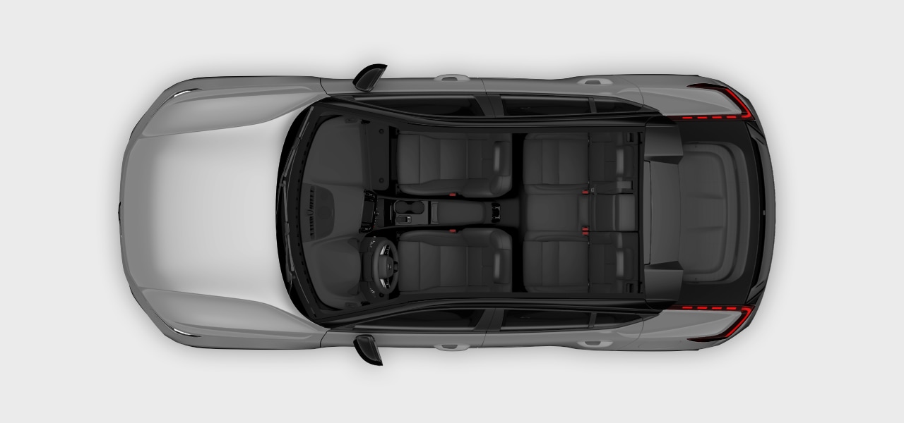 A top-down view of the vehicle interior