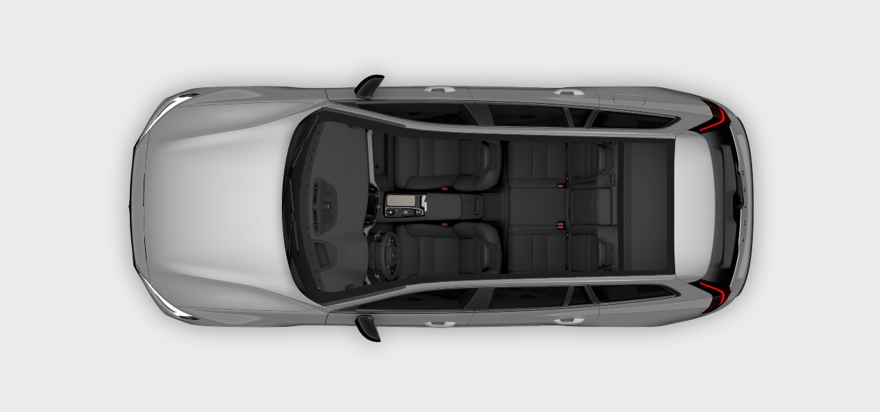 A top-down view of the vehicle interior