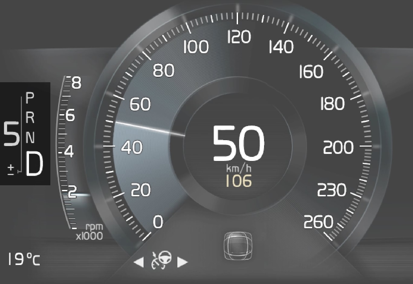 P5-1546-XC90-Gear shift indicator in 8 inch driver display