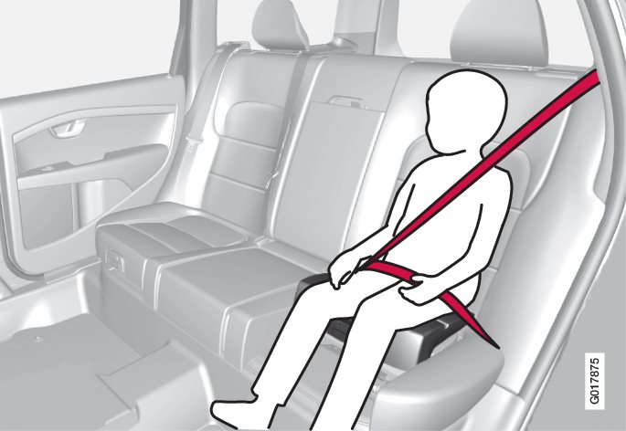 Correct position, the seatbelt is positioned above the shoulder.