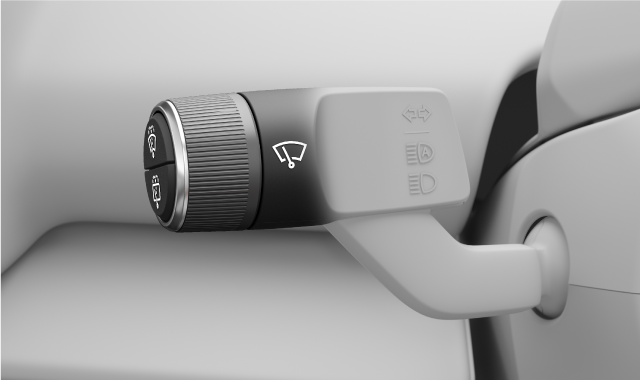 Wiper and washer controls on left steering wheel stalk