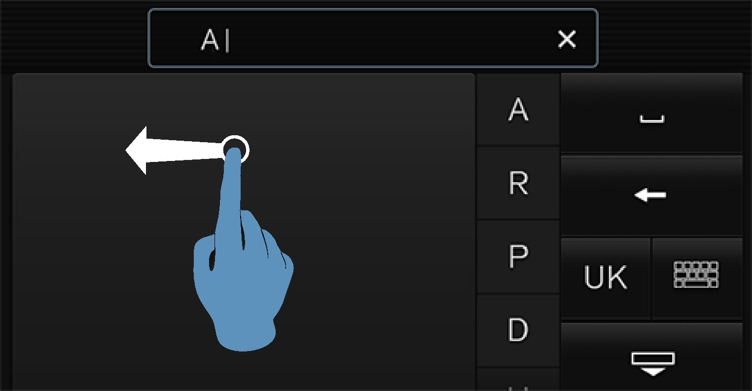 Delete all characters in the text field (2) by swiping across the handwriting field (1).