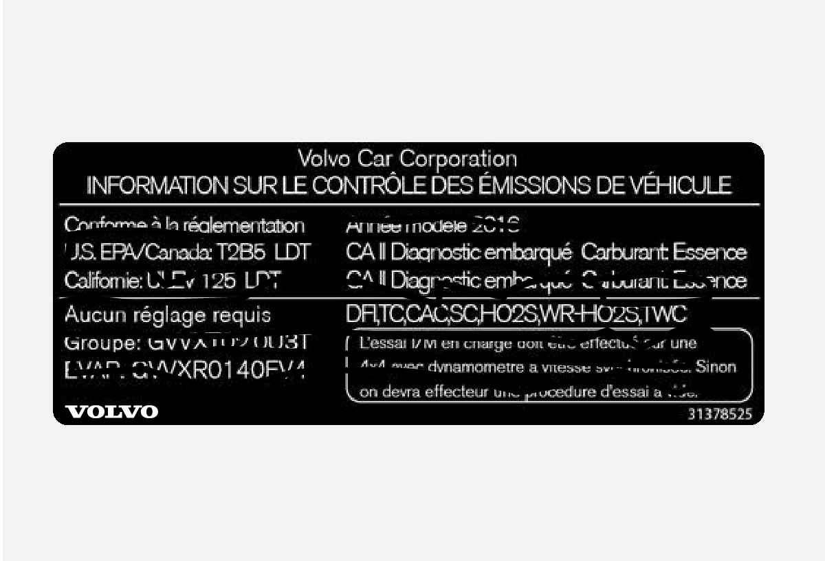 P5-1717-Label, Vehicle emission control information for Canada