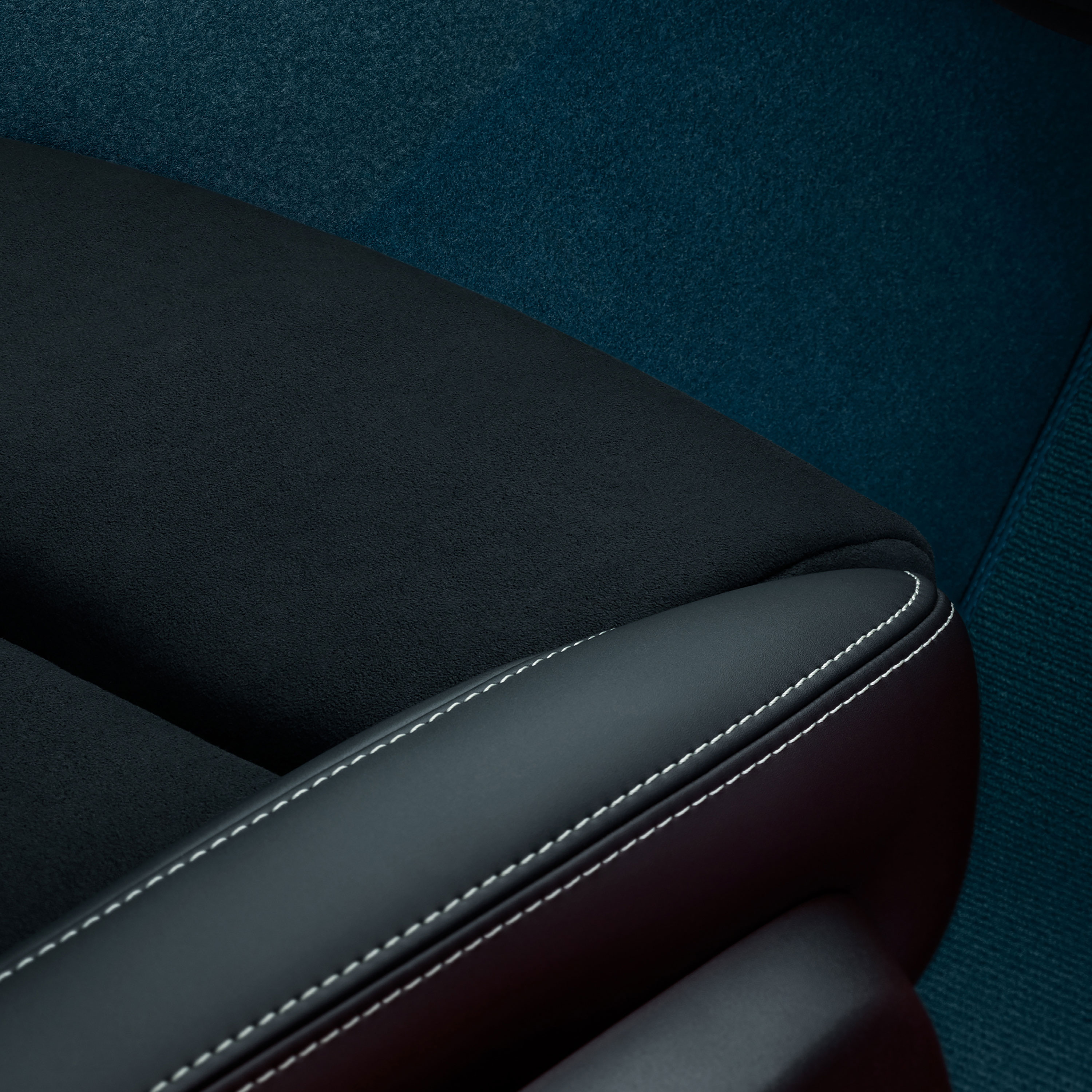 A close-up image of a seat with leather free upholstery in the Volvo C40 Recharge.