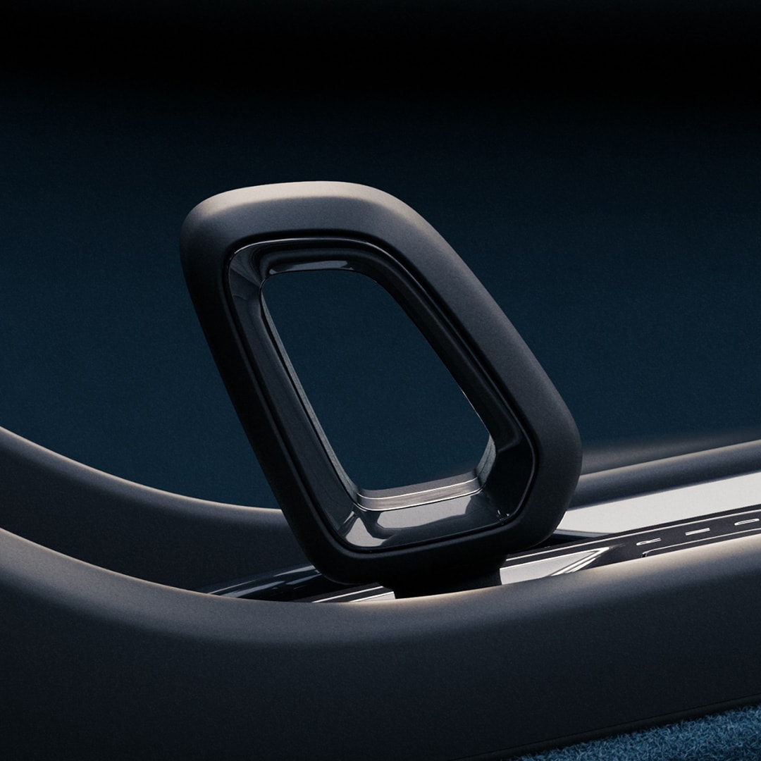 Wnętrze Volvo C40 Recharge z niezawierającą skóry dźwignią zmiany biegów.
