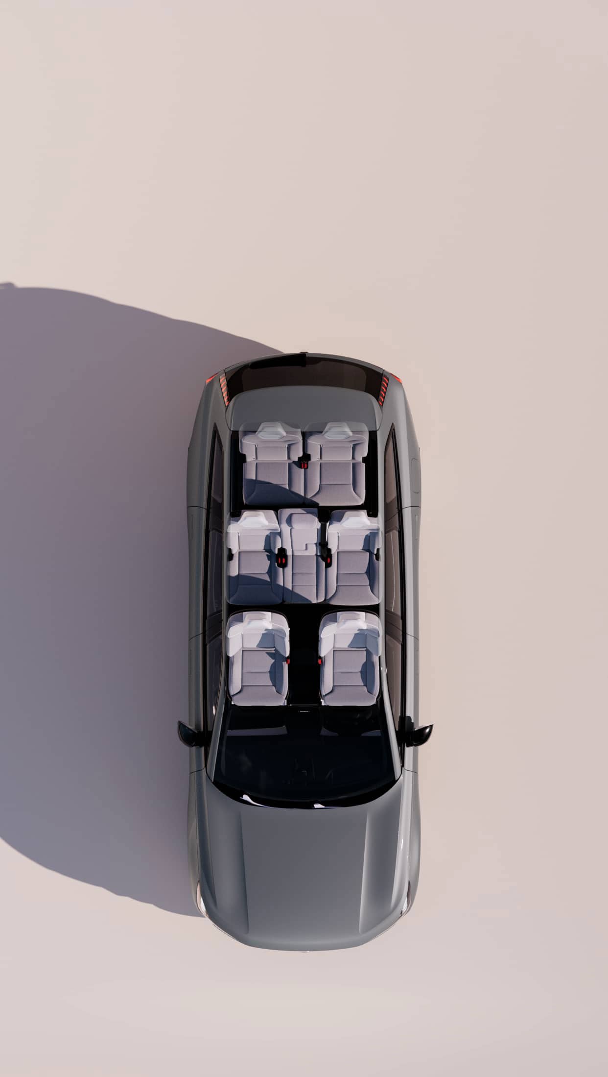 Tettuccio panoramico di Volvo EX90 dall'alto
