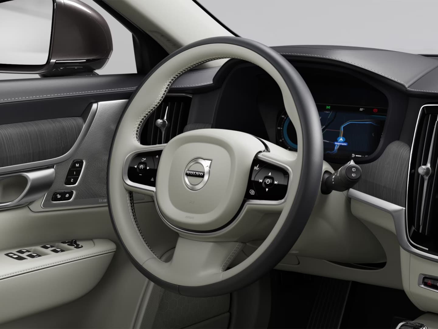 Driver's position and center console in the Volvo S90.
