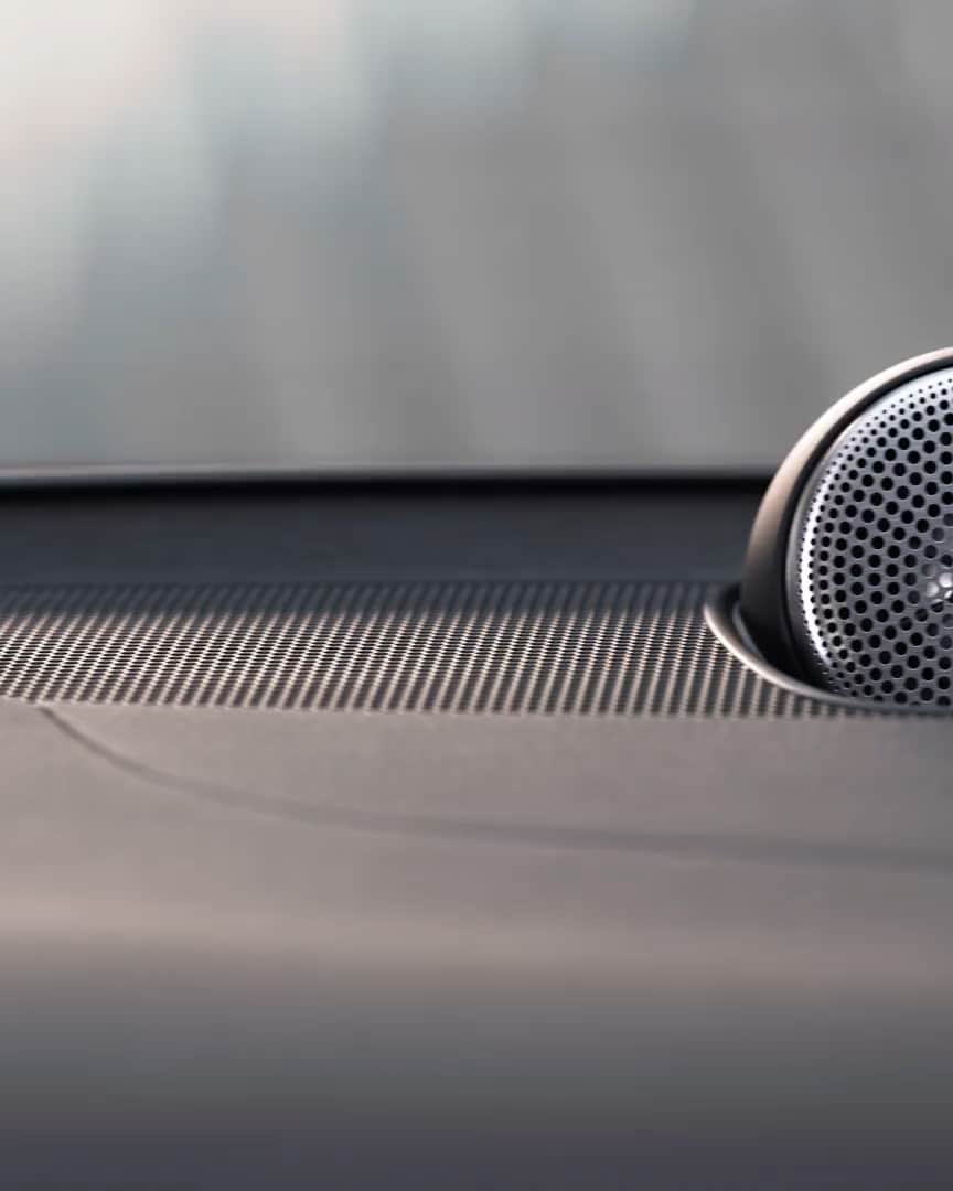 Close-up of a Bowers & Wilkins dashboard speaker in Volvo V60 Cross Country.